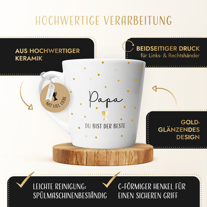Tasse "Papa du bist der Beste" | Goldene Punkte (004)