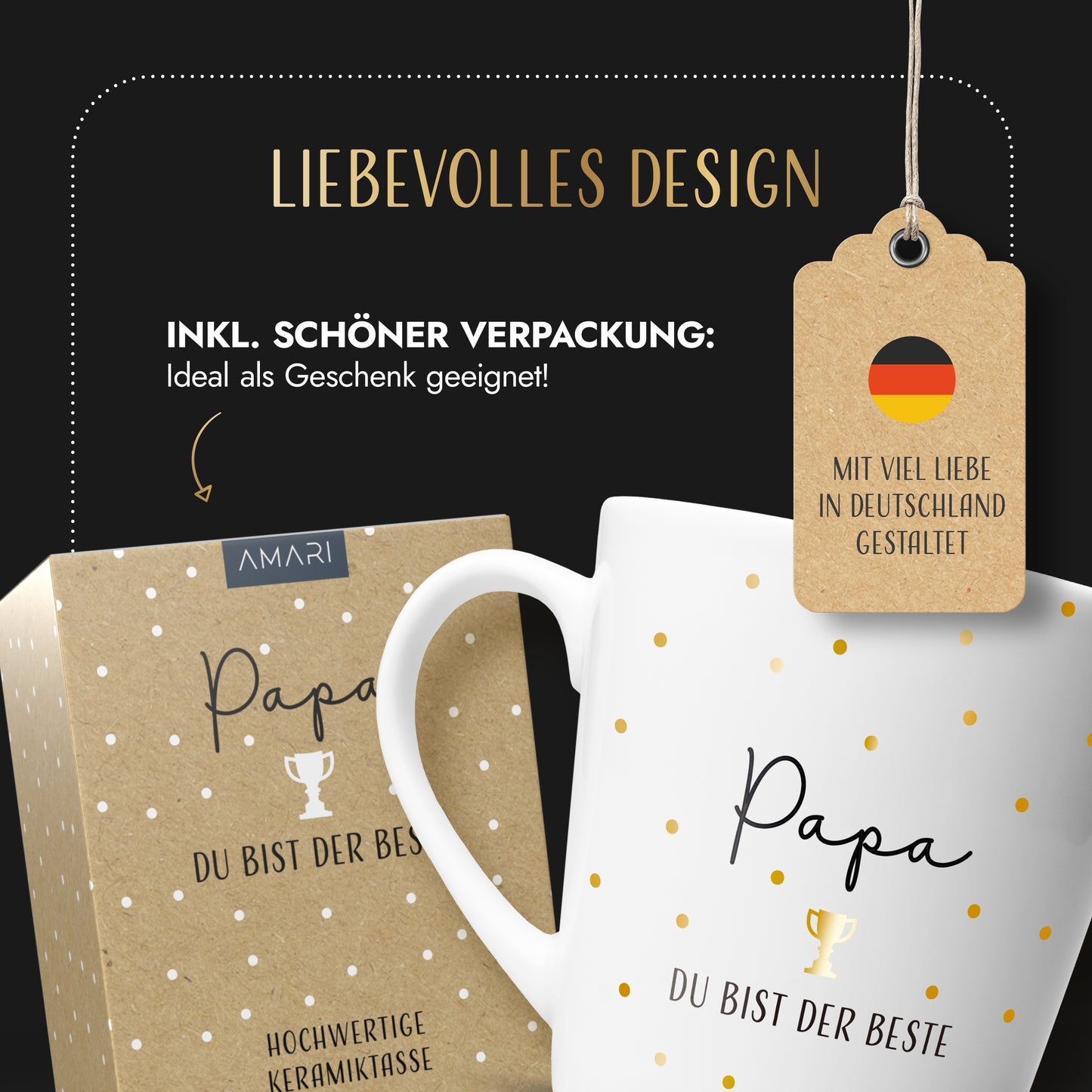 Tasse "Papa du bist der Beste" | Goldene Punkte (004)
