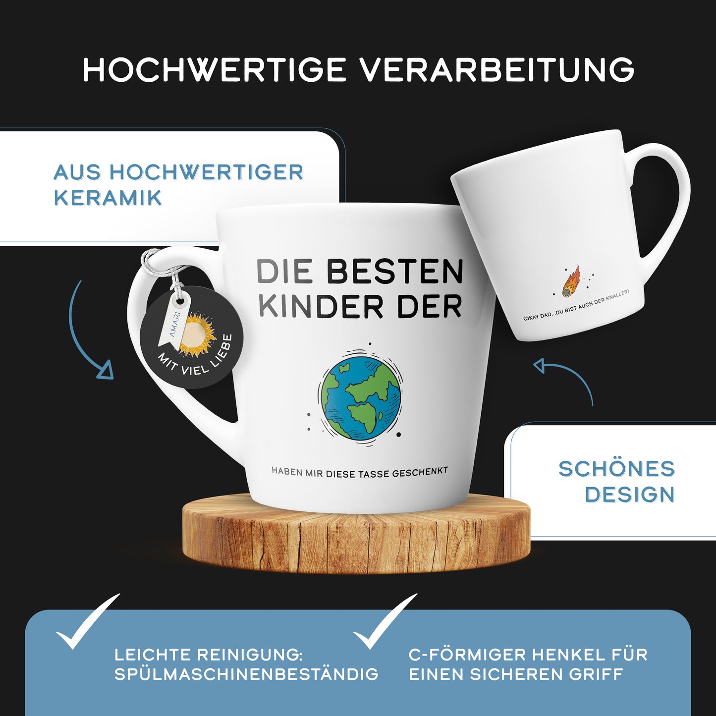 Papa Tasse "Die besten Kinder der Welt ..." | Weltkugel (002)
