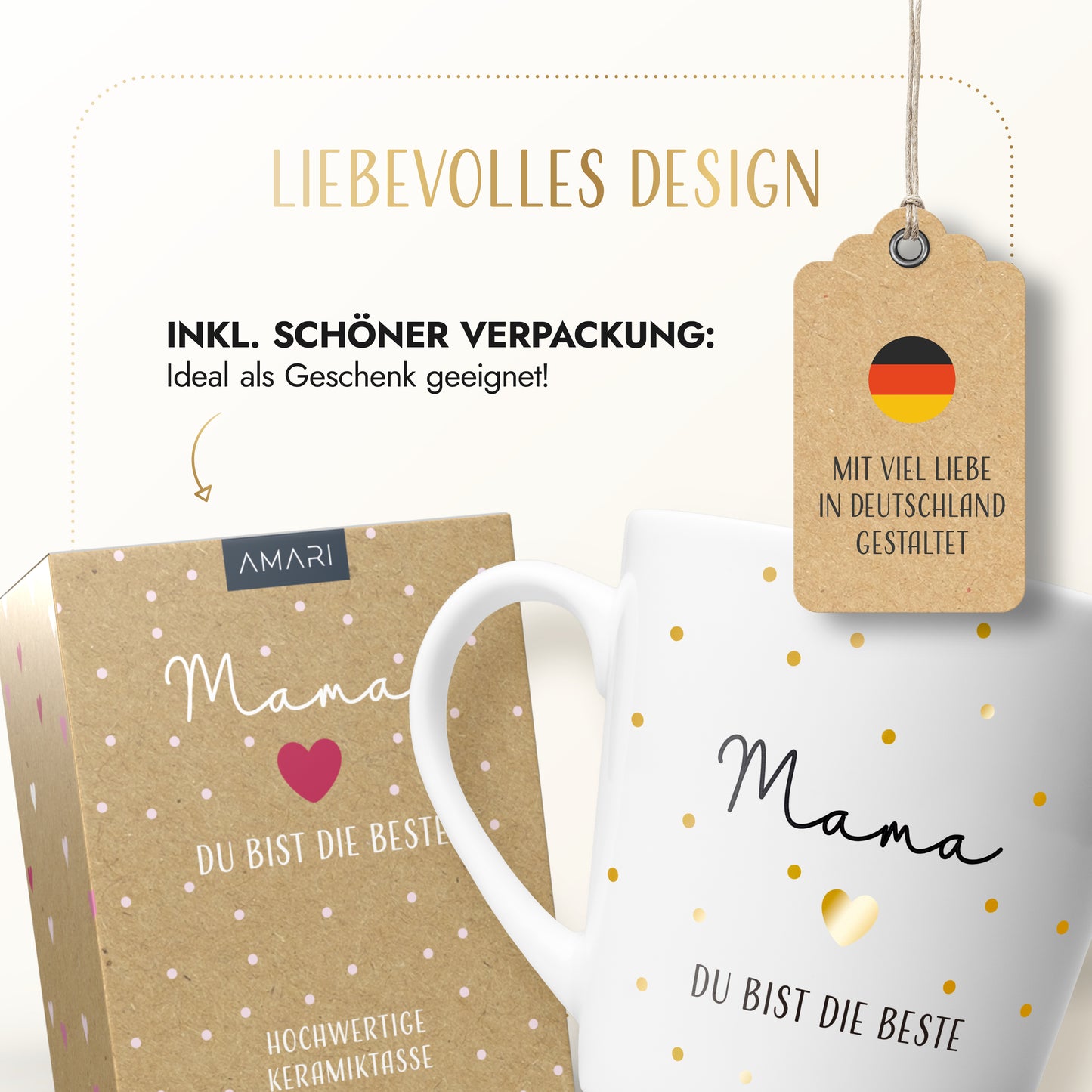 Tasse "Mama du bist die Beste" | Goldene Punkte (003)