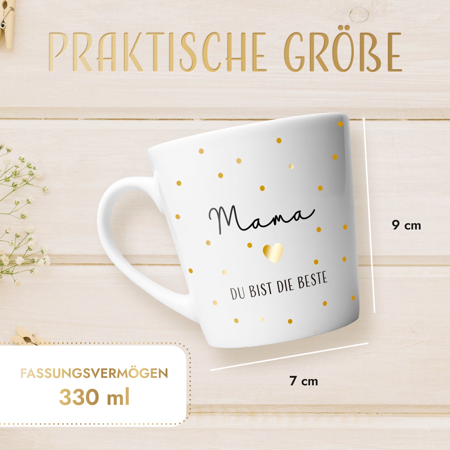 Tasse "Mama du bist die Beste" | Goldene Punkte (003)