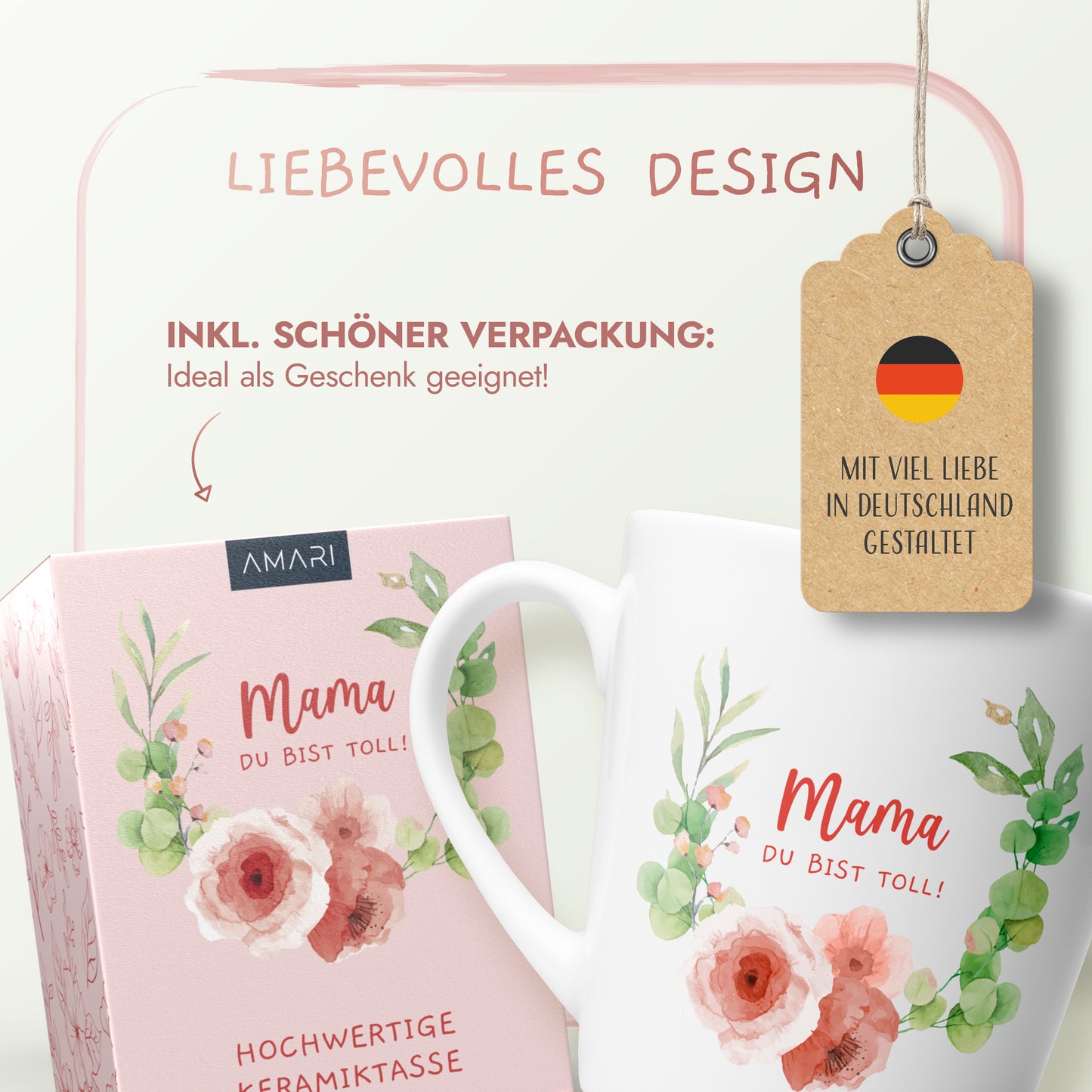 Tasse "Mama du bist toll!" | Blumendesign (001)