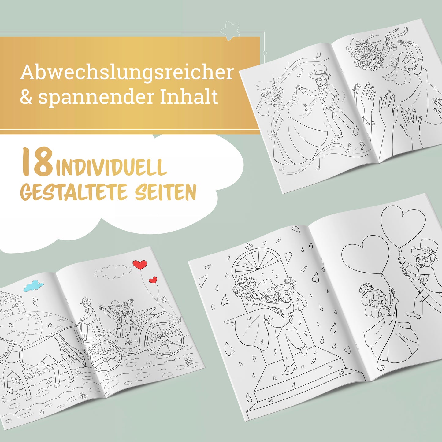 Malbuch für Hochzeiten | 10er Set