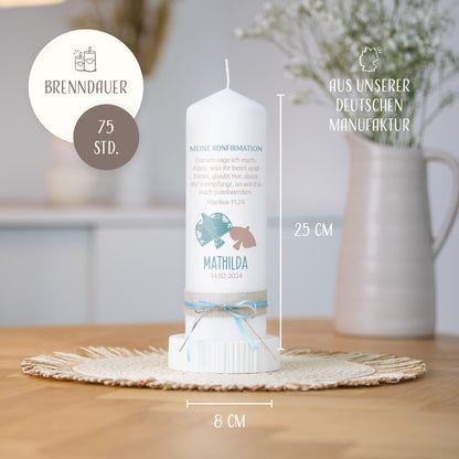 Konfirmationskerze | Taube | Braun, Orange