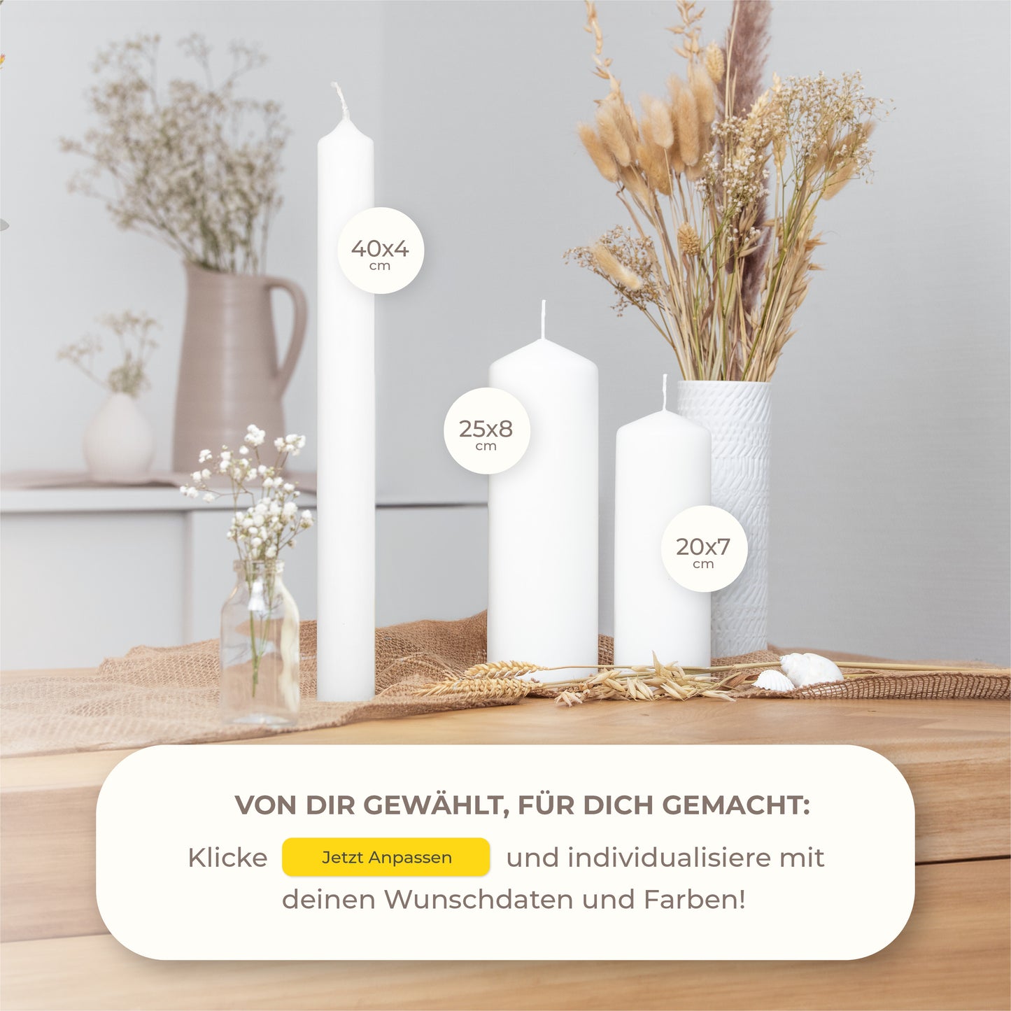 Konfirmationskerze | Taube | Braun, Orange