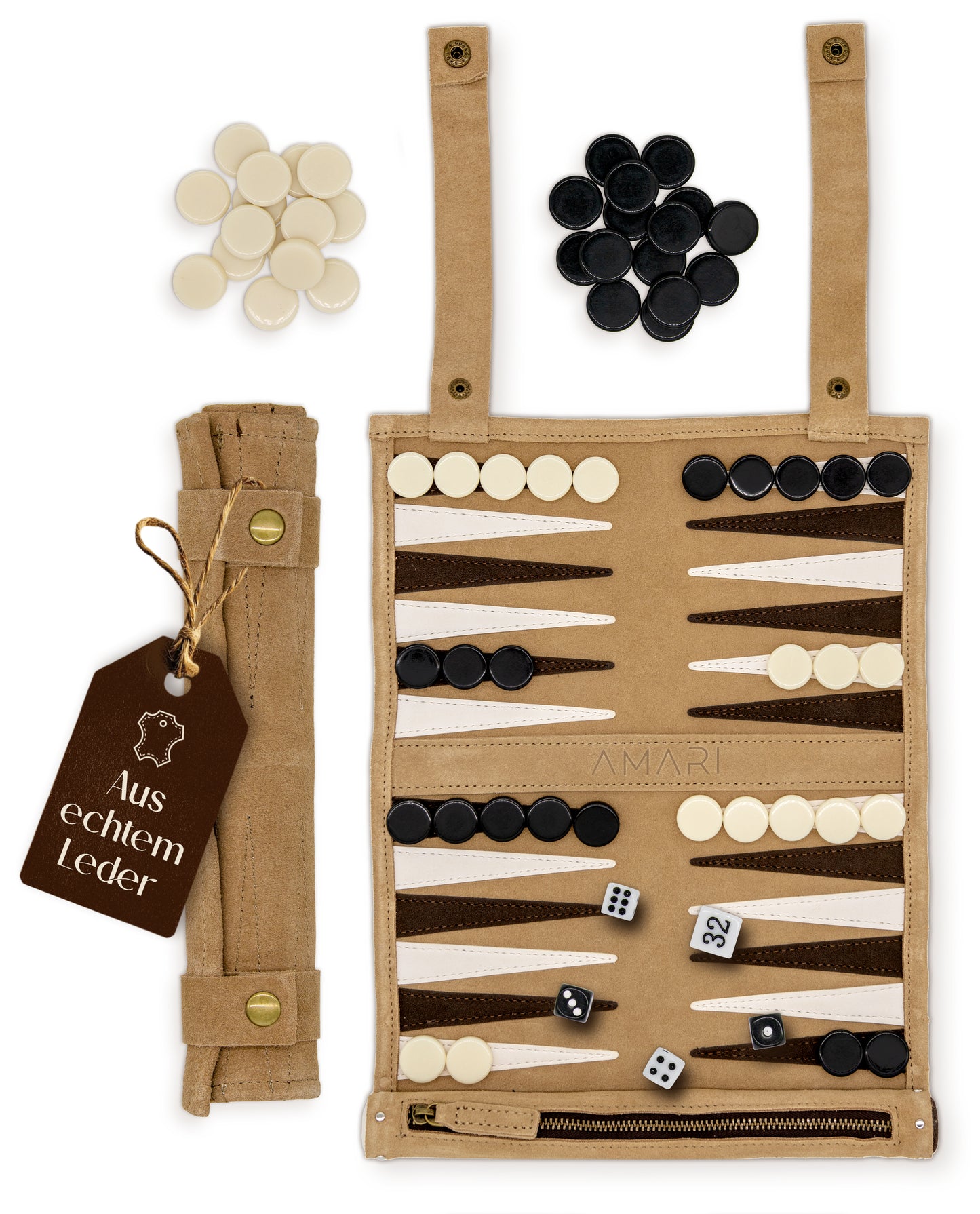Reise Backgammon - Rollbares Backgammon für Reisen und Unterwegs
