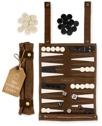 Reise Backgammon - Rollbares Backgammon für Reisen und Unterwegs