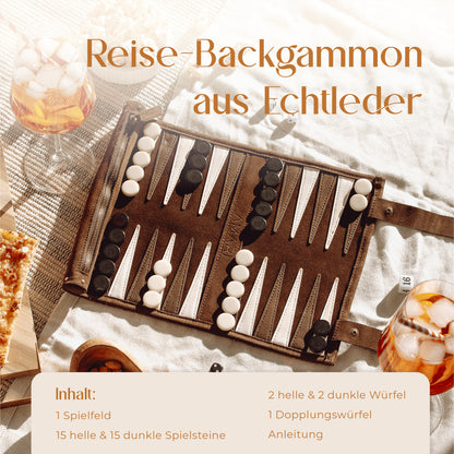Reise Backgammon - Rollbares Backgammon für Reisen und Unterwegs