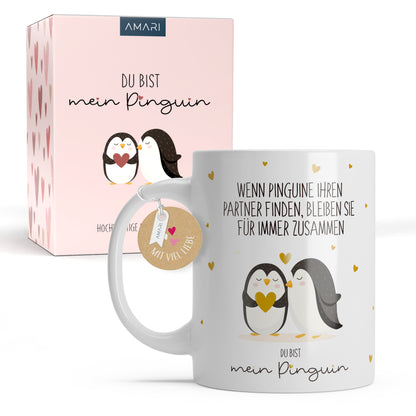 Tasse "Pinguin" | Goldene Details Herzchen (024)
