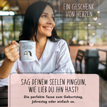 Tasse "Pinguin" | Goldene Details Herzchen (024)