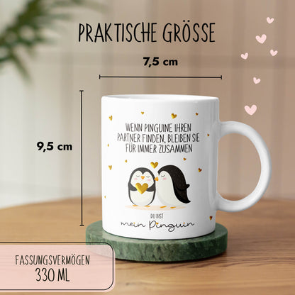 Tasse "Pinguin" | Goldene Details Herzchen (024)