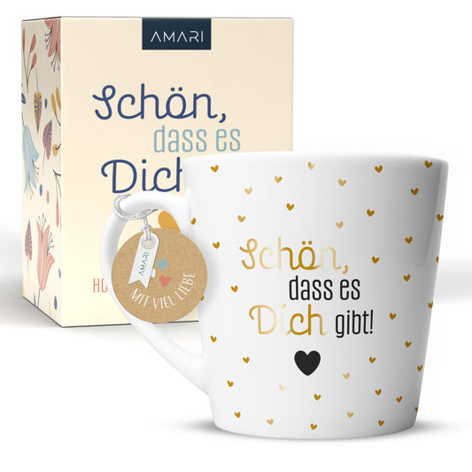 Tasse "Schön, dass es dich gibt" | Goldene Herzchen (022)