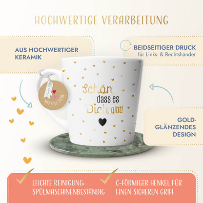 Tasse "Schön, dass es dich gibt" | Goldene Herzchen (022)