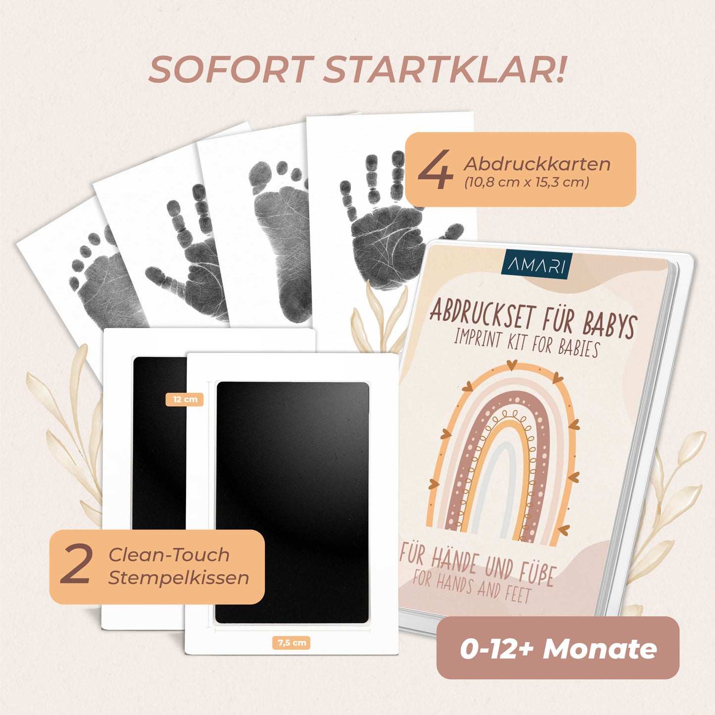 Baby Handabdruck & Fußabdruck Set