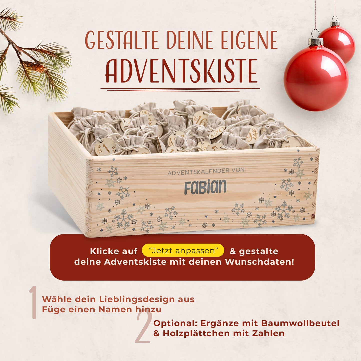 Amari ® Personalisierte Adventskiste | Kinder Rentier 008.02.02