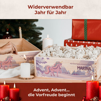 Amari ® Personalisierte Adventskiste | Einhorn Weihnachten 008.02.05