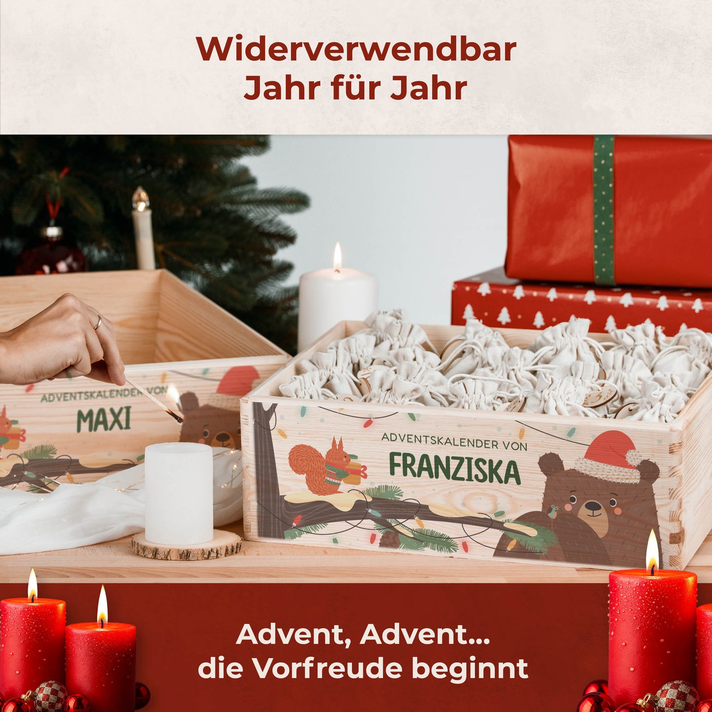 Amari ® Personalisierte Adventskiste | Bär Weihnachten 008.02.10