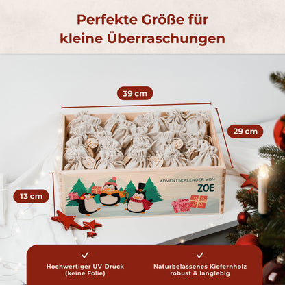 Amari ® Personalisierte Adventskiste | Pinguine 008.02.09