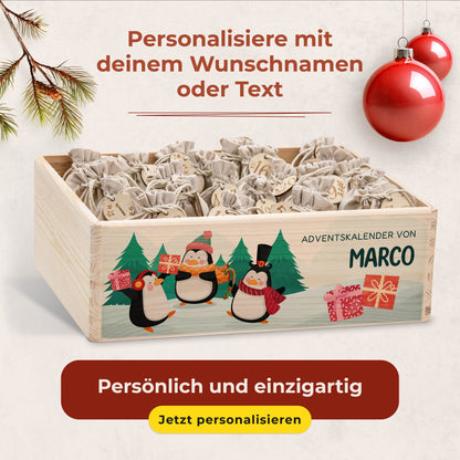 Amari ® Personalisierte Adventskiste | Pinguine 008.02.09