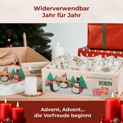 Amari ® Personalisierte Adventskiste | Pinguine 008.02.09