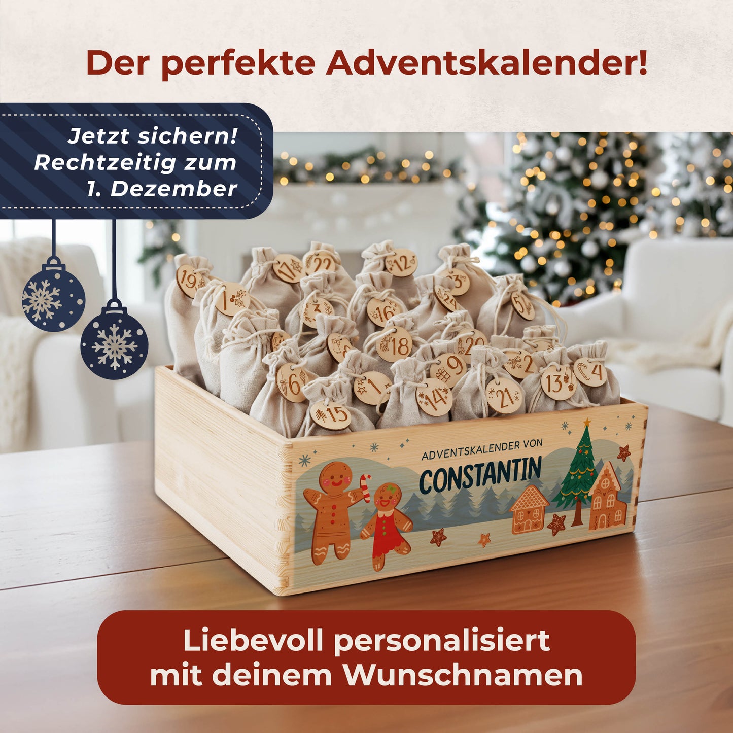Amari ® Personalisierte Adventskiste | Lebkuchen 008.02.08