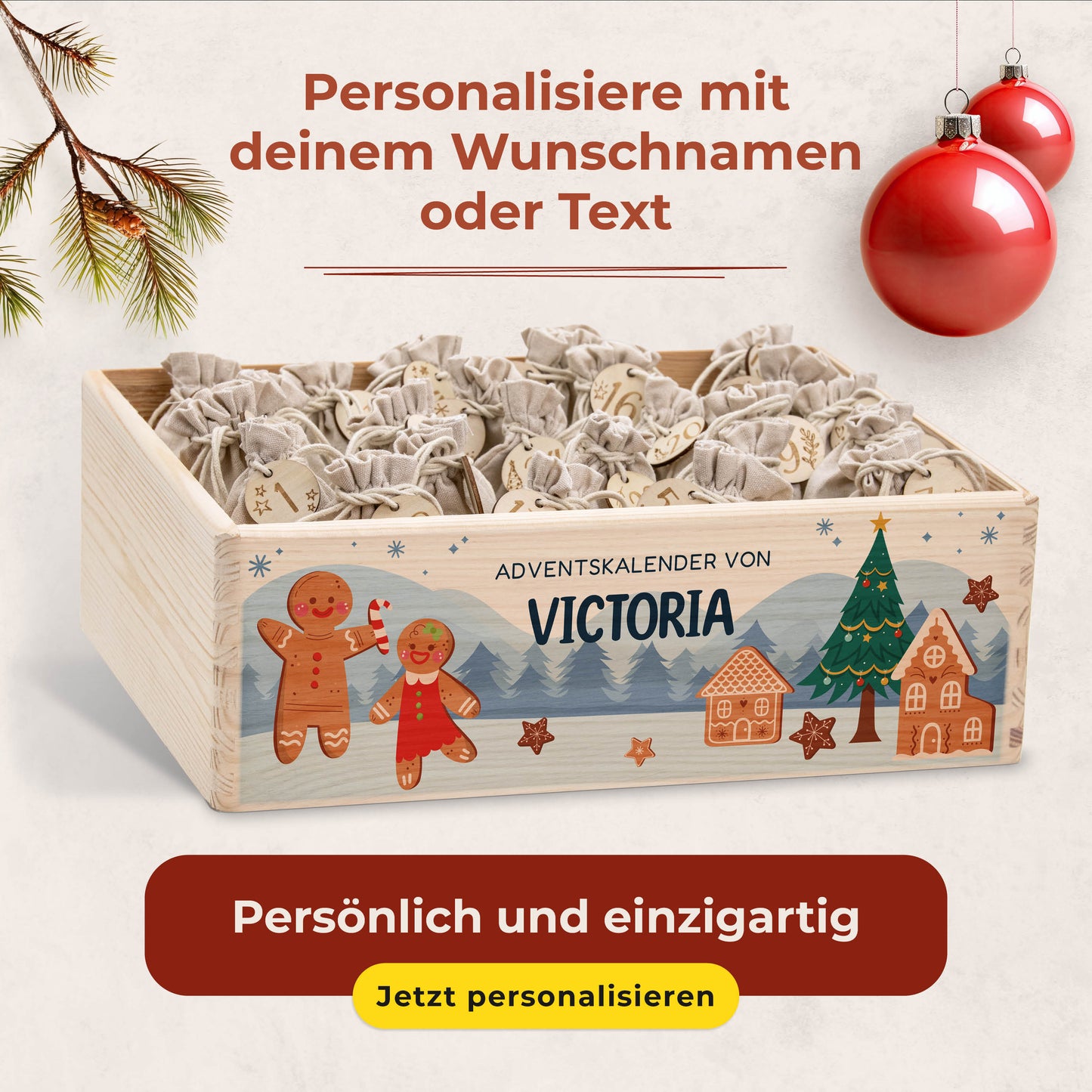 Amari ® Personalisierte Adventskiste | Lebkuchen 008.02.08