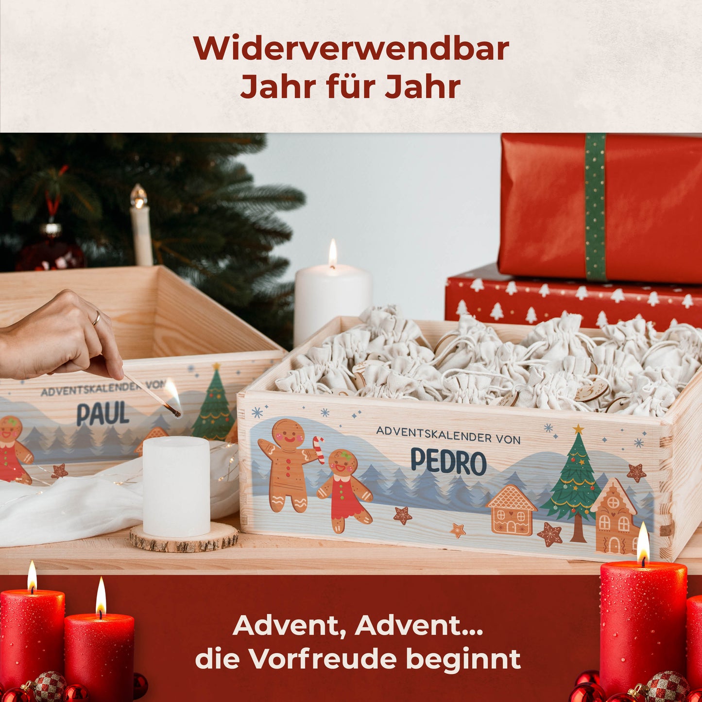 Amari ® Personalisierte Adventskiste | Lebkuchen 008.02.08