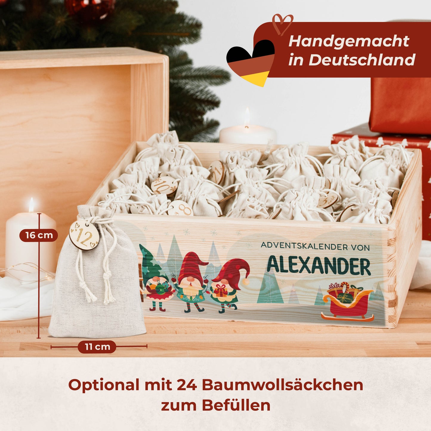 Amari ® Personalisierte Adventskiste | Wichtel 008.02.07