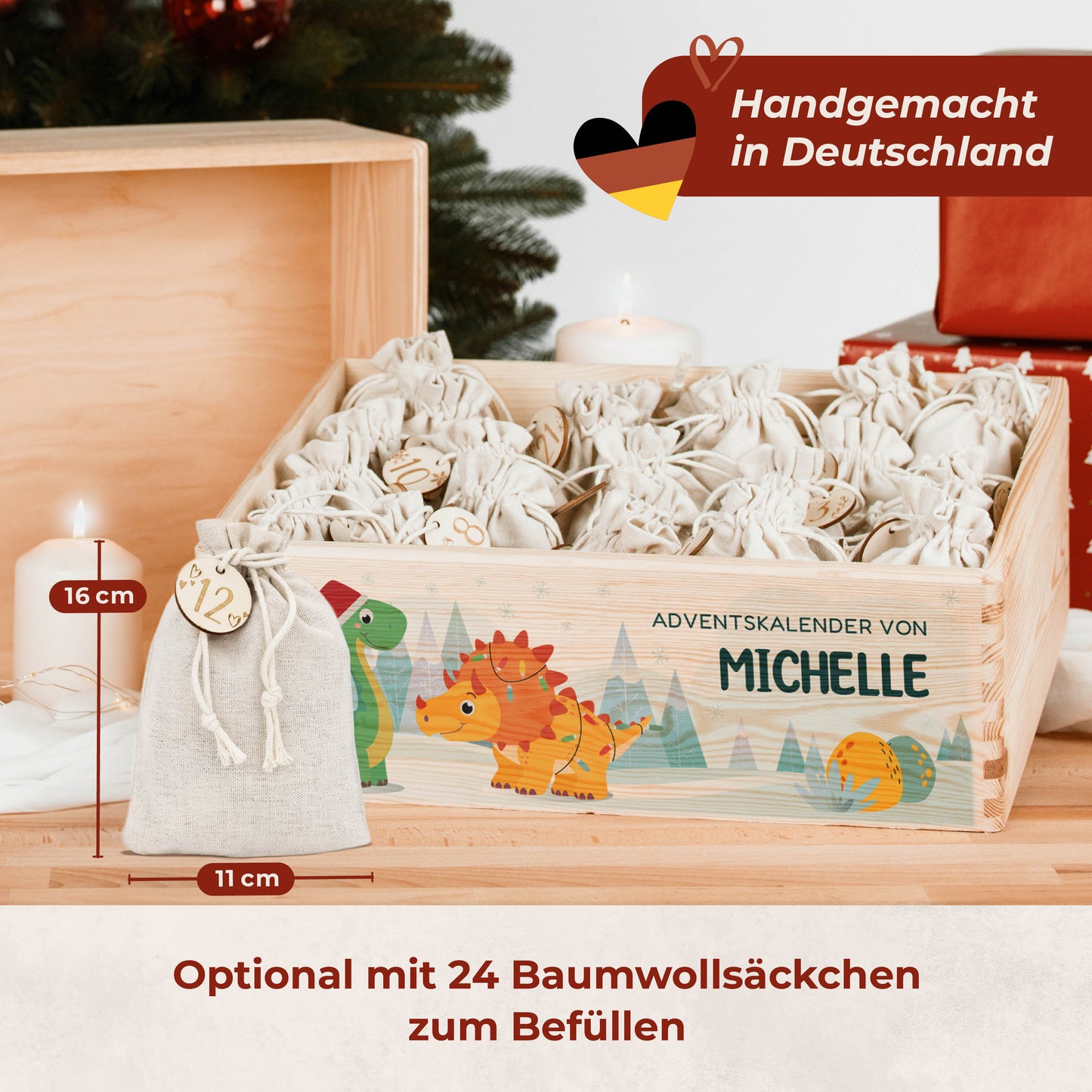 Amari ® Personalisierte Adventskiste | Dino Weihnachten 008.02.06
