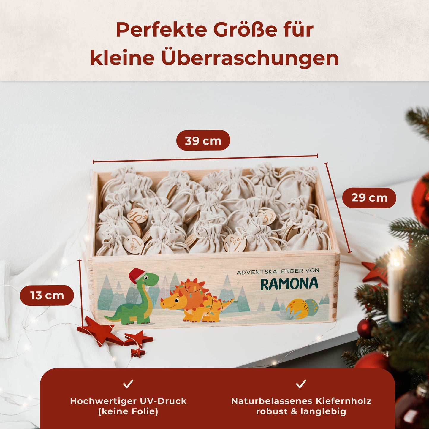 Amari ® Personalisierte Adventskiste | Dino Weihnachten 008.02.06