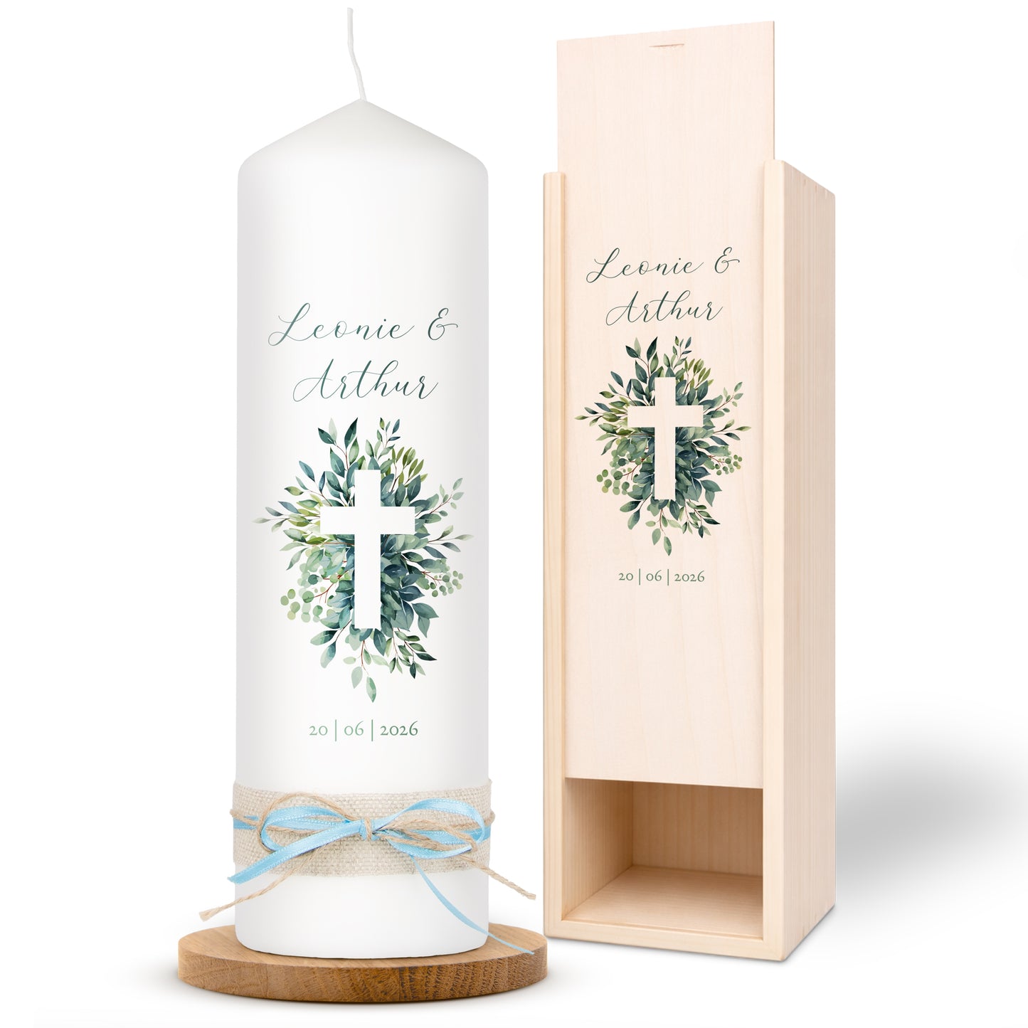 Hochzeitskerze | Blätter Kreuz