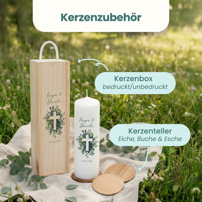 Hochzeitskerze | Blätter Kreuz