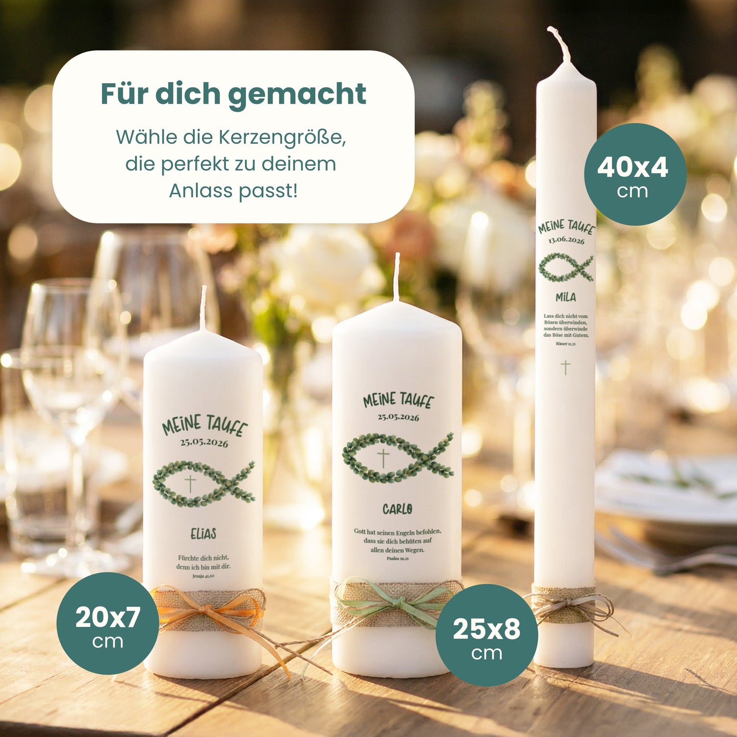 Taufkerze | Eukalyptus Fisch (002.10.08)