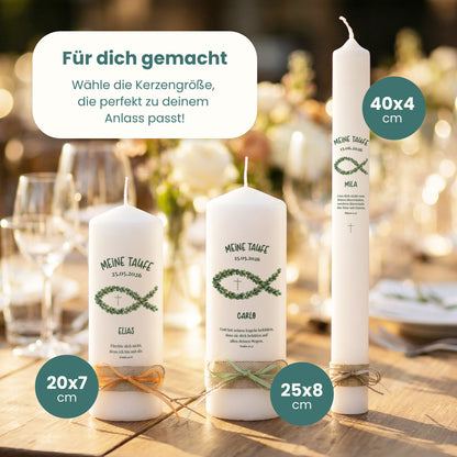 Taufkerze | Eukalyptus Fisch (002.10.08)