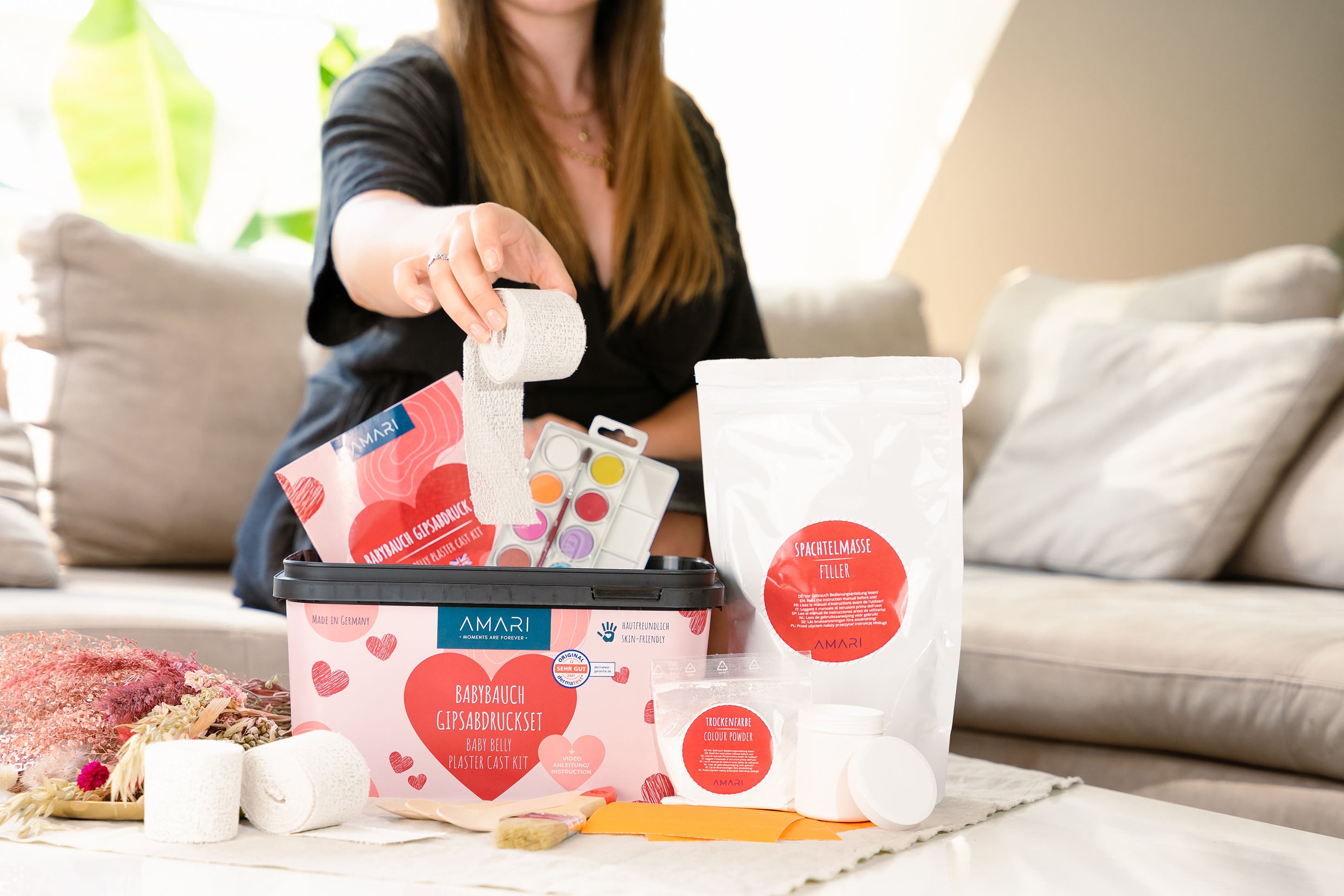 Gipsabdruck Babybauch Set Love Edition AMARI Geschenkidee für Mütter