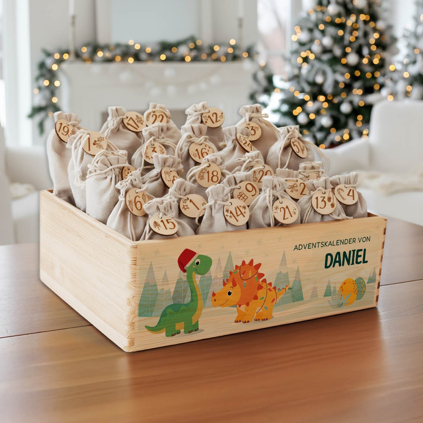 Amari ® Personalisierte Adventskiste | Dino Weihnachten 008.02.06