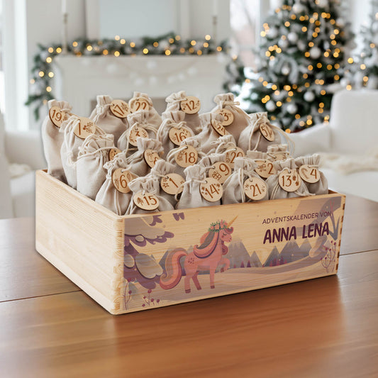 Amari ® Personalisierte Adventskiste | Einhorn Weihnachten 008.02.05