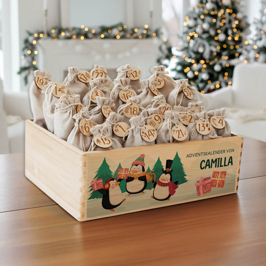 Amari ® Personalisierte Adventskiste | Pinguine 008.02.09