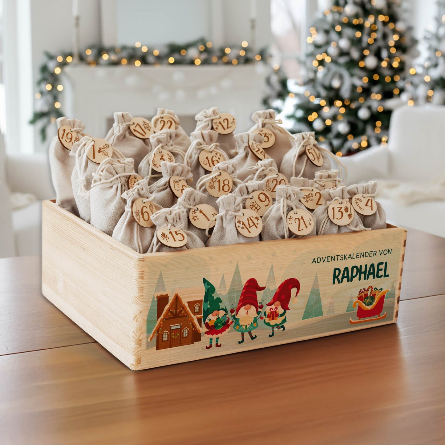 Amari ® Personalisierte Adventskiste | Wichtel 008.02.07